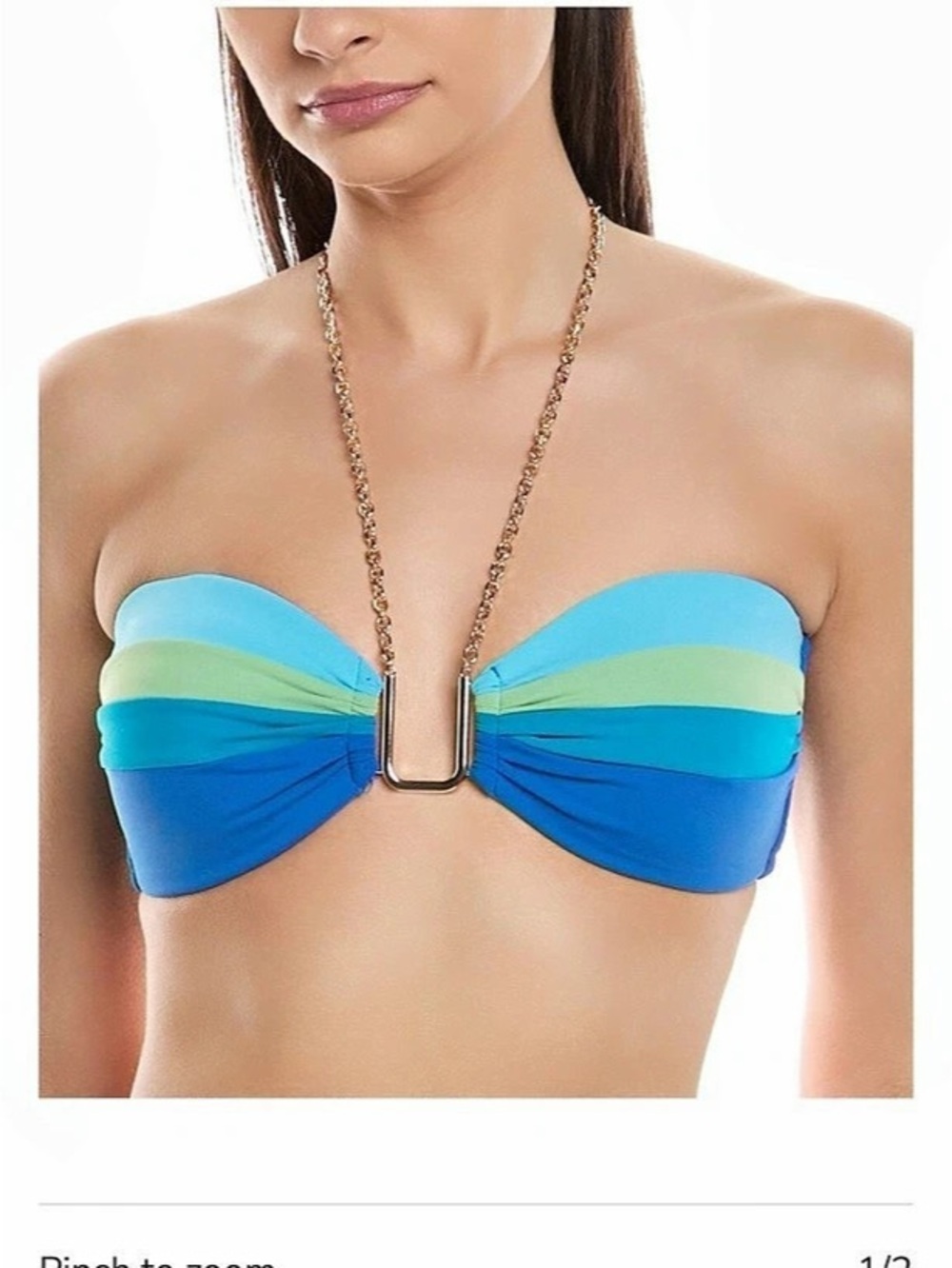 NWT Robin Piccone Bandeau Bikini Top Color Block - Medium